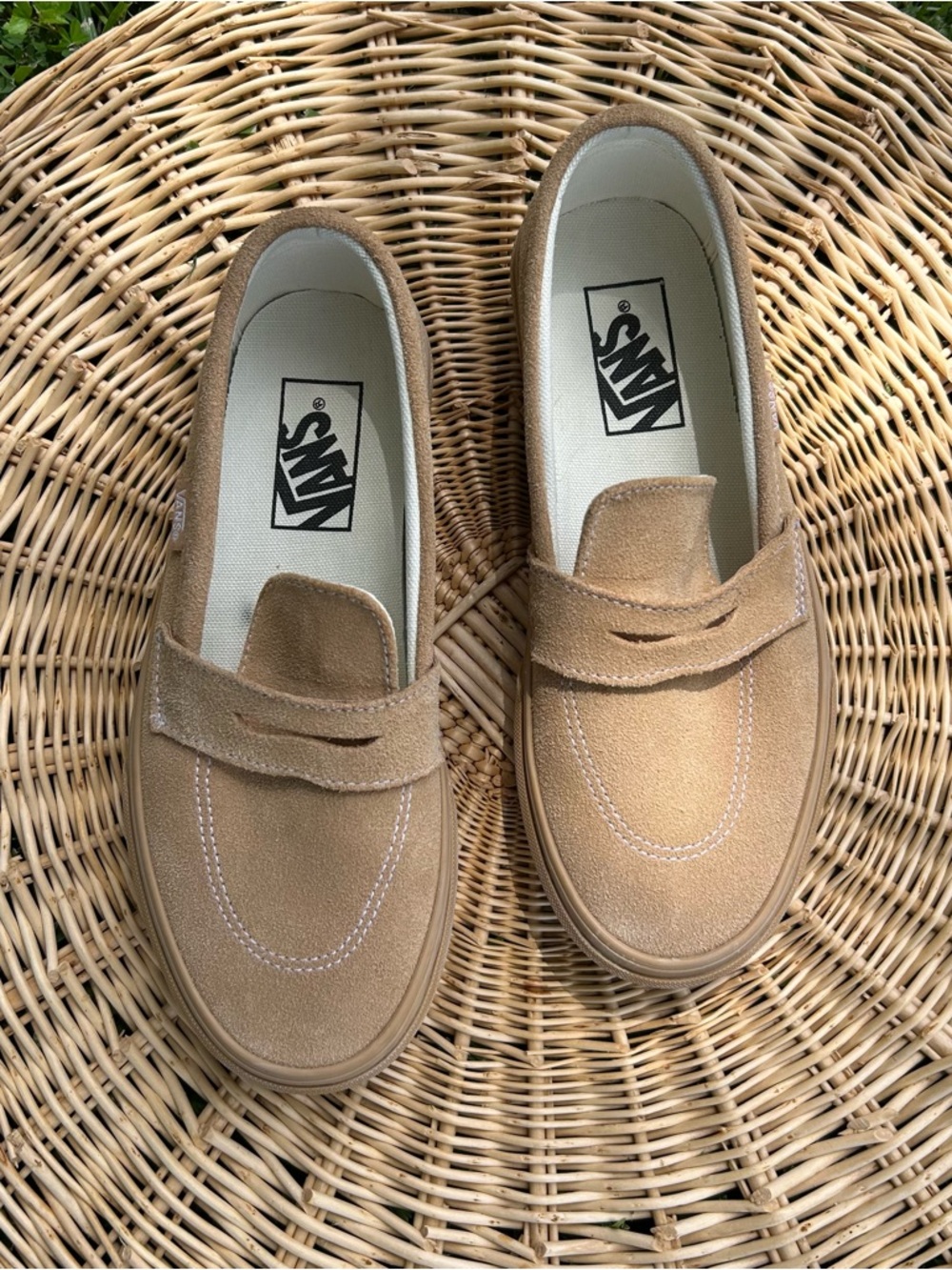 Vans Suede Penny Loafers in Tan